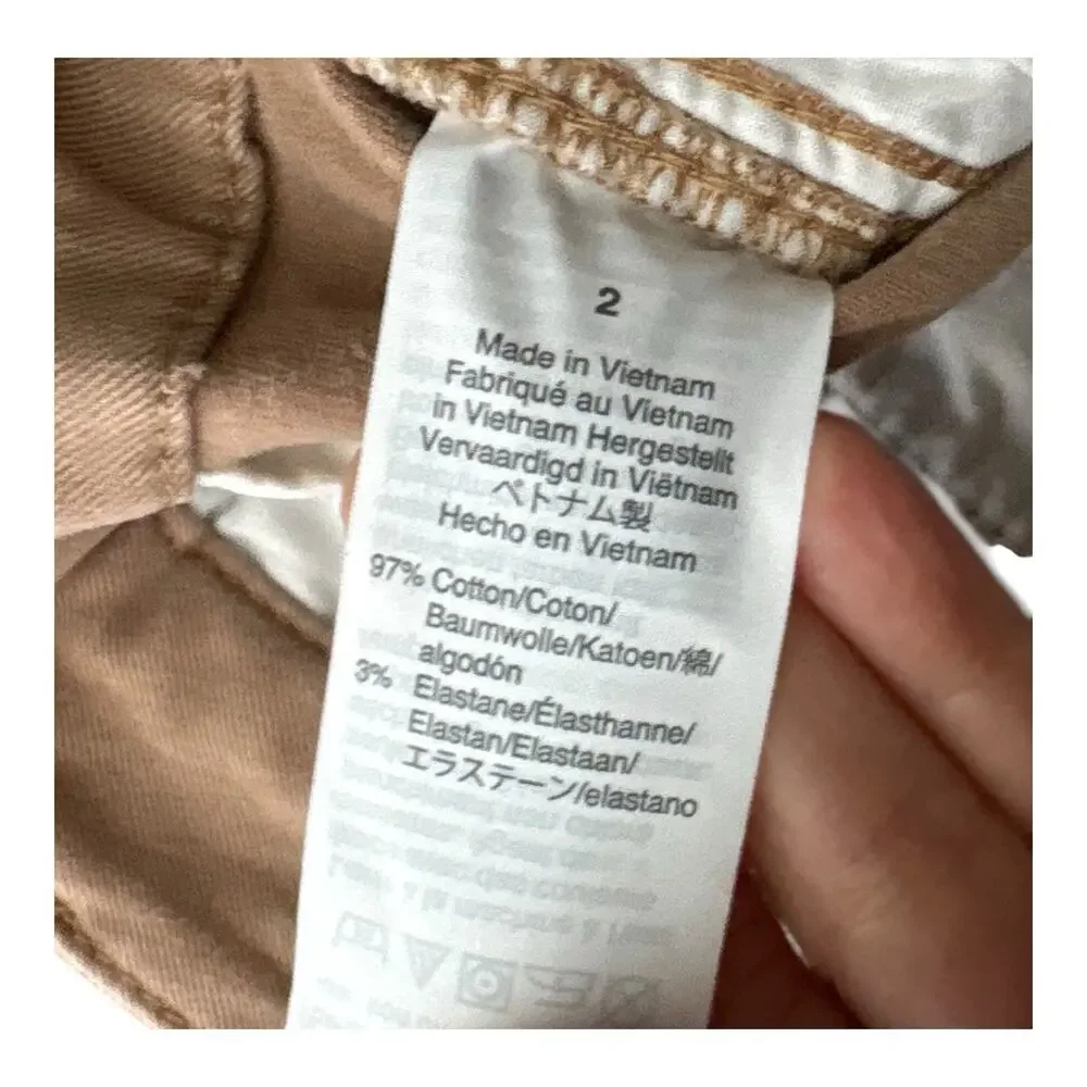 J Crew Chino Pants Womens 2 Beige Khaki Stretch Straight Mid Rise 26.5